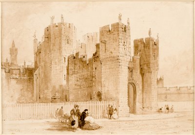 قلعة ألنويك (حبر (بني داكن) وقلم رصاص على البطاقة) بواسطة توماس مايلز ريتشاردسون